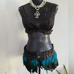 Be Wicked Plum Feather Festival Skirt Belt Size M/L